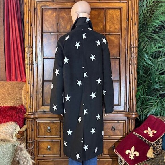 NWOT Avec Les Filles Black White Star Long Coat - Picture 5 of 13